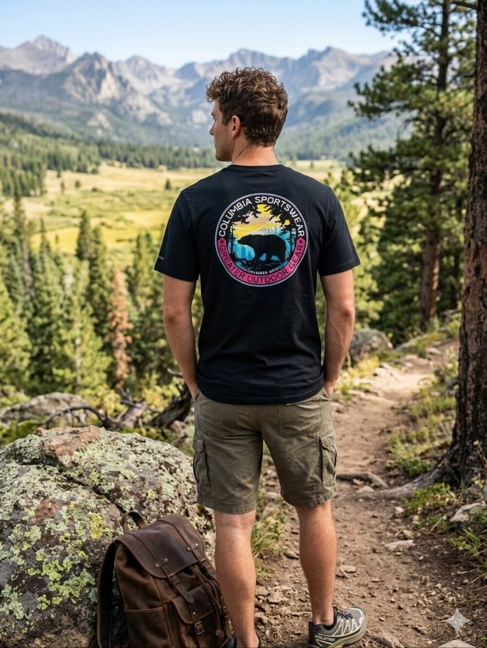 Columbia Black Short-Sleeve T-Shirt with Pink Logo